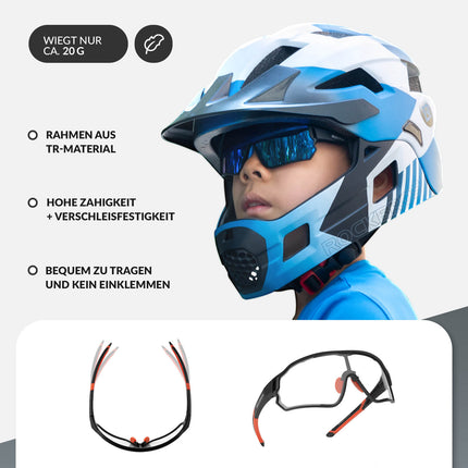ROCKBROS Kinder Fahrradbrille UV400-Schutz Selbsttönend Sonnenbrille