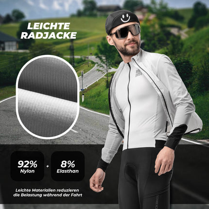 Leichte Fahrradjacke Atmungsaktiv Reflektierend Grau Herren
