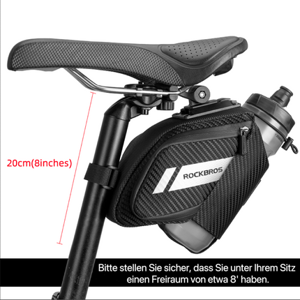 ROCKBROS Satteltasche Fahrradsitz Tasche mit Flaschenhalter Schwarz 1L