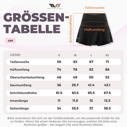 TVI Damen 2 in 1 Fahrradrock Kurze Gepolstert Radlerhose mit Tasche