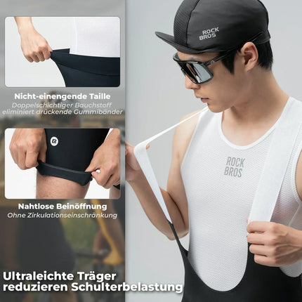 Radlerhose Herren Gepolstert, Fahrradhose Kurz, Bib Shorts mit Träger, Radsport Trägerhosen