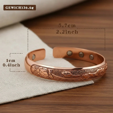 Magnetschmuck Kupfer Armreif mit Rosenmotiv