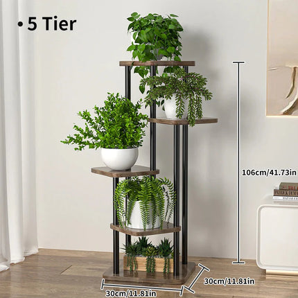 Pflanzenregal Metall schwarz mit 6/7/8 Ebenen – Blumenständer Eisen Pflanzständer für drinnen & draußen