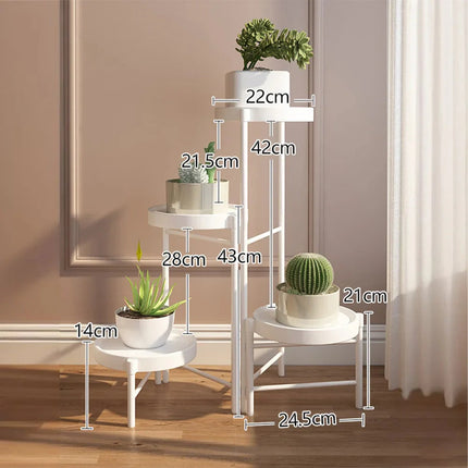 Faltbarer Eckiger Pflanzenständer Metall – 3/4 – stöckiges Blumenregal für Indoor & Outdoor – Klappbares Pflanzenregal für Balkon, Terrasse & Garten