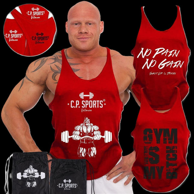 Tank Top - 3xStück / Oder Einzeln +Turnbeutel - Rot - C.P. Sports- S710