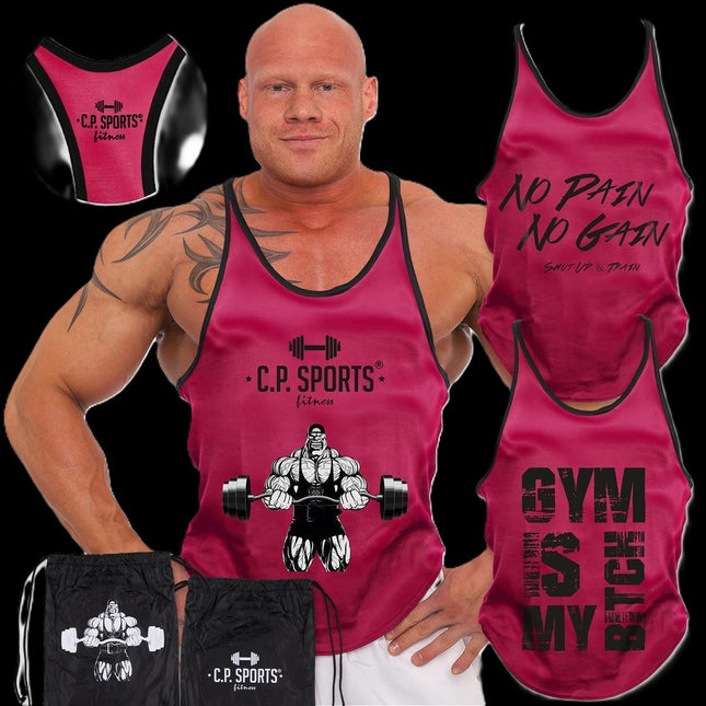 Tank Top - 3xStück / Oder Einzeln +Turnbeutel - Neon Pink - C.P. Sports - S710