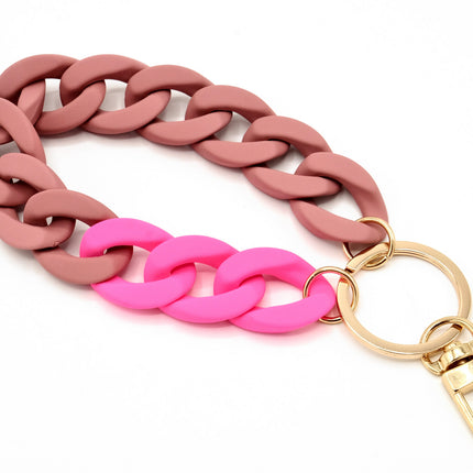 Schlüsselanhänger mit Karabiner "RUBBER EDITION" Altrosa/Neon Pink