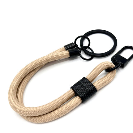 Schlüsselanhänger aus Seil mit Karabiner Beige