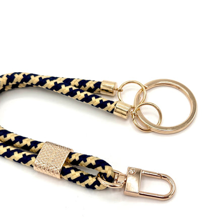 Schlüsselanhänger mit Karabiner Blau/Beige