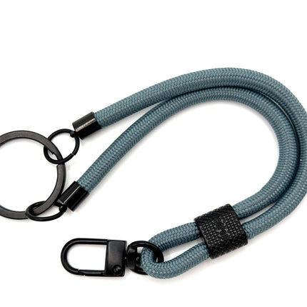 Schlüsselanhänger aus Seil mit Karabiner Blaugrau