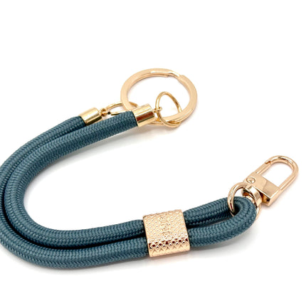 Schlüsselanhänger aus Seil mit Karabiner Blaugrau