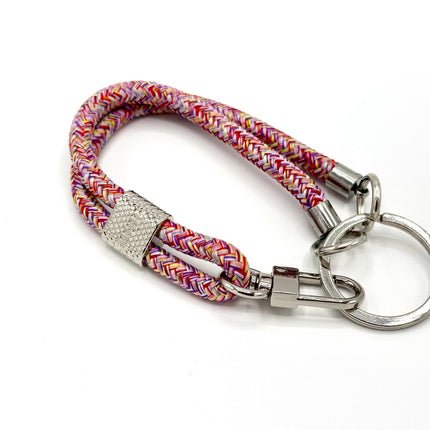 Schlüsselanhänger aus Seil mit Karabiner Bunt