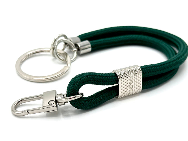 Schlüsselanhänger aus Seil mit Karabiner Dunkelgrün