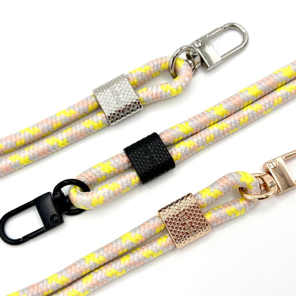 Schlüsselanhänger aus Seil mit Karabiner Gelb Mix