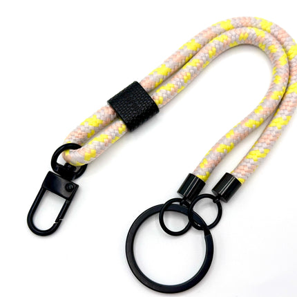 Schlüsselanhänger aus Seil mit Karabiner Gelb Mix