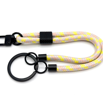 Schlüsselanhänger aus Seil mit Karabiner Gelb Mix