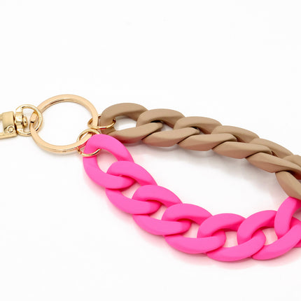 Schlüsselanhänger mit Karabiner "RUBBER EDITION" Neon Pink/Beige