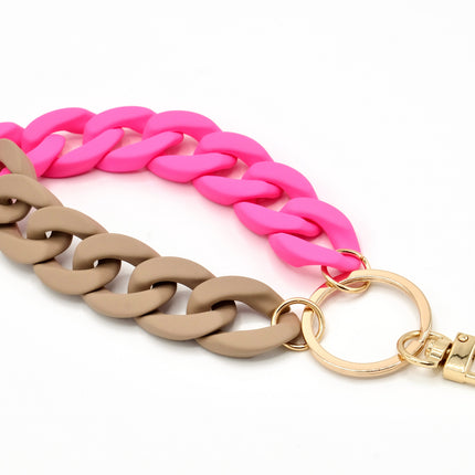 Schlüsselanhänger mit Karabiner "RUBBER EDITION" Neon Pink/Beige
