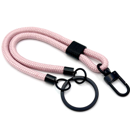 Schlüsselanhänger aus Seil mit Karabiner Puderrosa