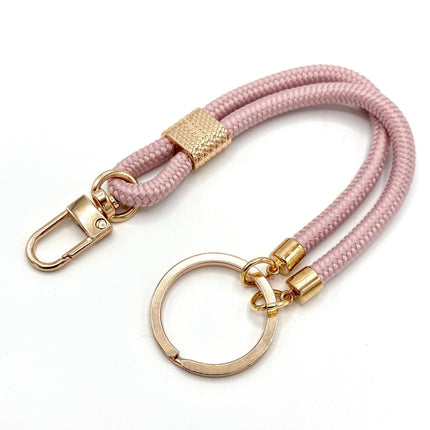 Schlüsselanhänger aus Seil mit Karabiner Puderrosa