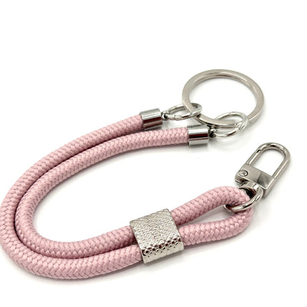 Schlüsselanhänger aus Seil mit Karabiner Puderrosa