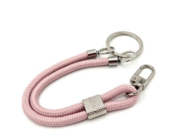 Schlüsselanhänger aus Seil mit Karabiner Puderrosa