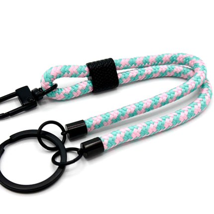 Schlüsselanhänger aus Seil mit Karabiner Rosa/Mint