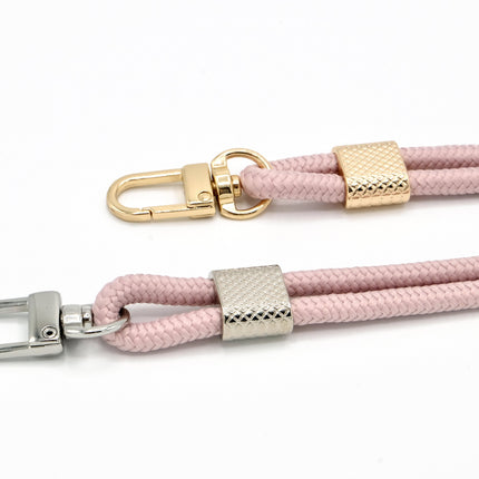 Schlüsselanhänger aus Seil mit Karabiner Puderrosa