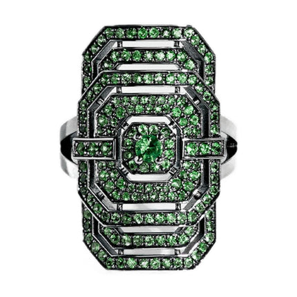 Ring My Way aus Silber in schwarz und Tsavoriten