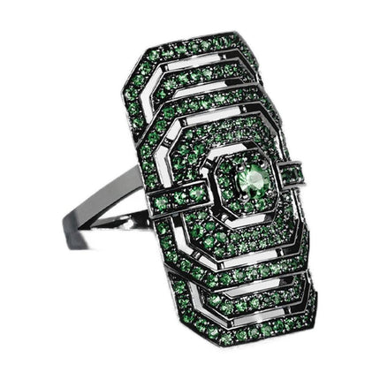 Ring My Way aus Silber in schwarz und Tsavoriten