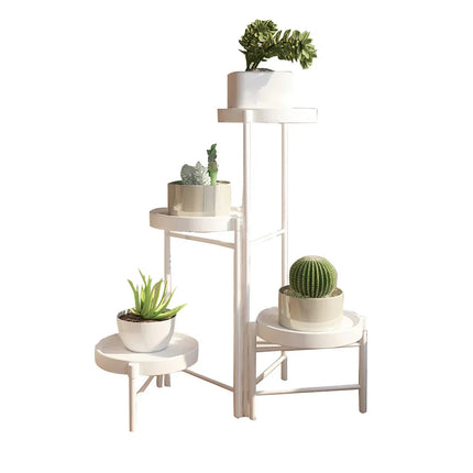 Faltbarer Eckiger Pflanzenständer Metall – 3/4 – stöckiges Blumenregal für Indoor & Outdoor – Klappbares Pflanzenregal für Balkon, Terrasse & Garten