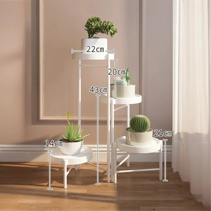 Faltbarer Eckiger Pflanzenständer Metall – 3/4 – stöckiges Blumenregal für Indoor & Outdoor – Klappbares Pflanzenregal für Balkon, Terrasse & Garten