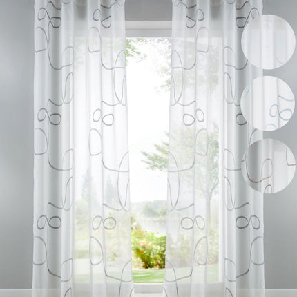 Schal Gardine Ösen Bursa Transparent Linienmuster Ösen Voile 10000149