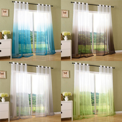 Schal transparent Farbverlauf Vorhang mit Ösen Gardine Voile 204202