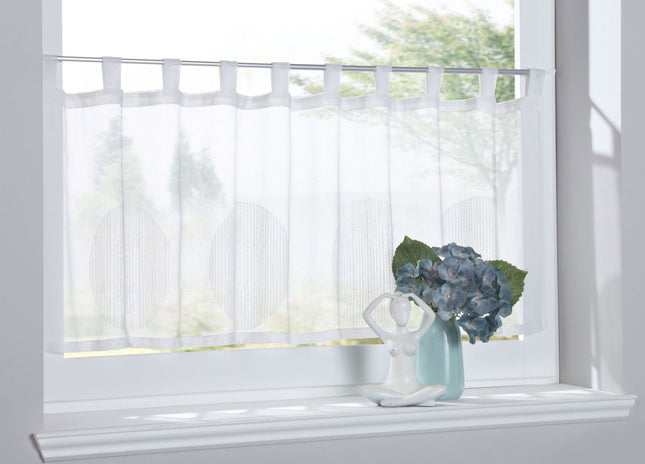 Scheibengardine »Balikesir« Sichtschutz Dekoration Transparent Jacquard Voile Küchenfenster Modern Kreise Muster 10000315
