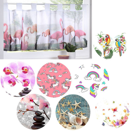 Scheibengardine »Digital Druck« Voile Kurzgardine SChlaufen Transparent Digital Druck Küche Fenster Modern 10000262