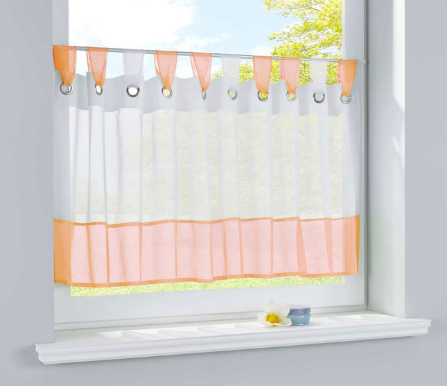 Scheibengardine »UNI« Voile Gardine Ösen mit Bordüre Vorhang Küche Gardinenstange (HxB) 610710