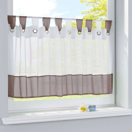 Scheibengardine »UNI« Voile Gardine Ösen mit Bordüre Vorhang Küche Gardinenstange (HxB) 610710