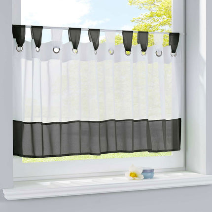 Scheibengardine »UNI« Voile Gardine Ösen mit Bordüre Vorhang Küche Gardinenstange (HxB) 610710