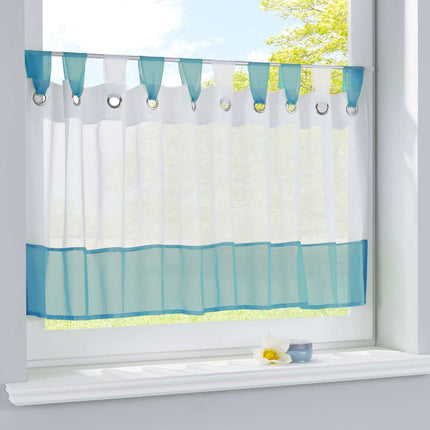 Scheibengardine »UNI« Voile Gardine Ösen mit Bordüre Vorhang Küche Gardinenstange (HxB) 610710