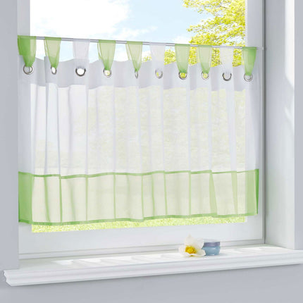 Scheibengardine »UNI« Voile Gardine Ösen mit Bordüre Vorhang Küche Gardinenstange (HxB) 610710
