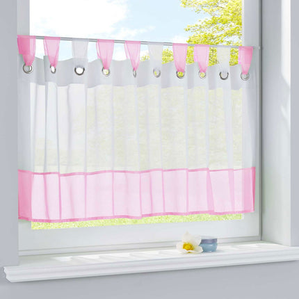 Scheibengardine »UNI« Voile Gardine Ösen mit Bordüre Vorhang Küche Gardinenstange (HxB) 610710