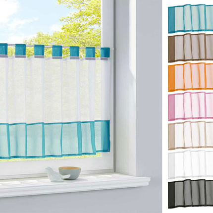 Scheibengardine »UNI« Voile Gardine Schlaufen mit Bordüre (HxB) 610700