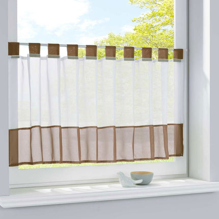 Scheibengardine »UNI« Voile Gardine Schlaufen mit Bordüre (HxB) 610700