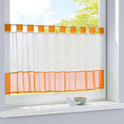 Scheibengardine »UNI« Voile Gardine Schlaufen mit Bordüre (HxB) 610700