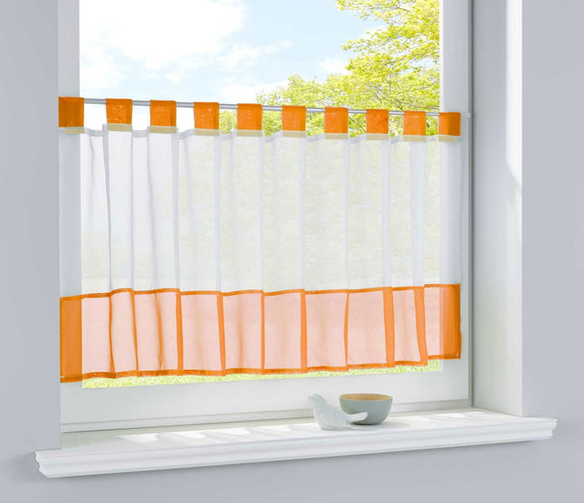 Scheibengardine »UNI« Voile Gardine Schlaufen mit Bordüre (HxB) 610700