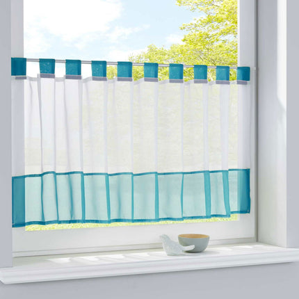 Scheibengardine »UNI« Voile Gardine Schlaufen mit Bordüre (HxB) 610700