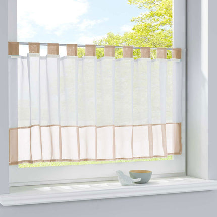 Scheibengardine »UNI« Voile Gardine Schlaufen mit Bordüre (HxB) 610700