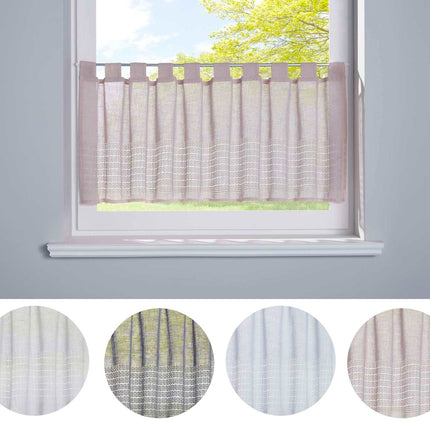 Scheibengardine Voile »Sanremo« Landhaus-Stil Querstreifen Leinen Häkel Optik Netzstruktur Schlaufen 20190341