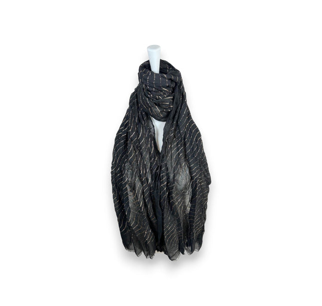 Damen Sommer Schal Glitzer Linien » leichtes Halstuch 180 x 70 cm » Sommerschal mit Glitzerstreifen » weich & dünn